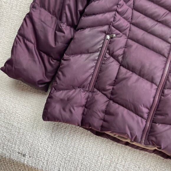 Calvin Klein Down Jacket Puffer Coat Brown w Removable Hood & Fur Trim Sz XL ** - Picture 5 of 16